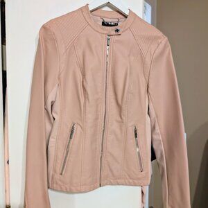 Express Pink Vegan Leather Moto Cafe Racer Quilted Jacket M NWOT
